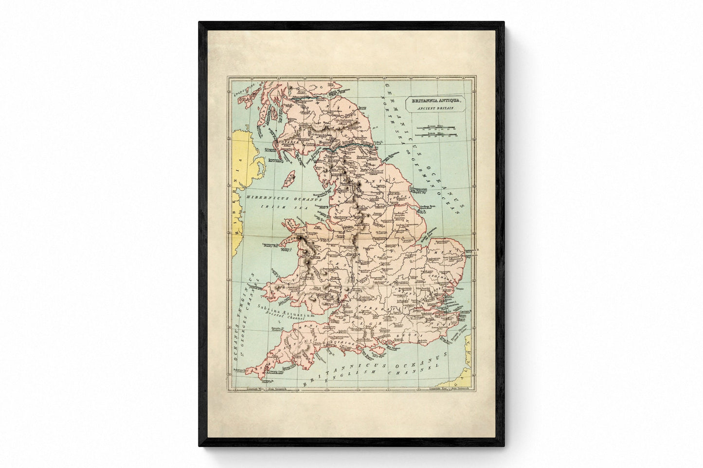 Britannia Antiqua (Ancient Britain) Map - Antique Reproduction - Classics Map - Ancient History - Available Framed