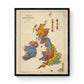 Geological Map of the British Islands Map - Antique Reproduction - Geology Map - Britain Map - Ireland - Available Framed