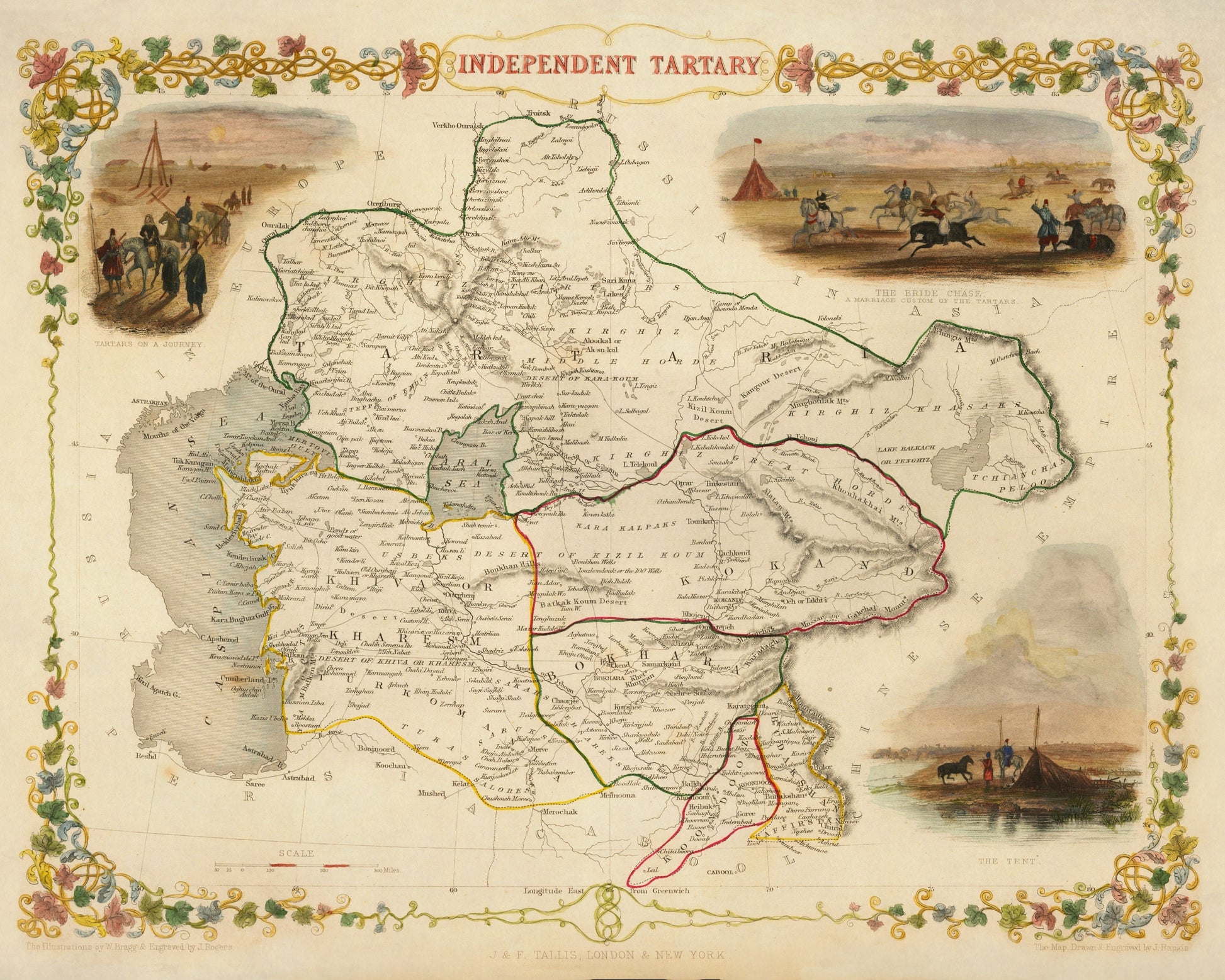 Independent Tartary - Central Asia 1851 Map - Antique Reproduction - Kazakhstan, Uzbekistan, Turkmenistan - Available Framed