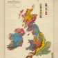 Geological Map of the British Islands Map - Antique Reproduction - Geology Map - Britain Map - Ireland - Available Framed