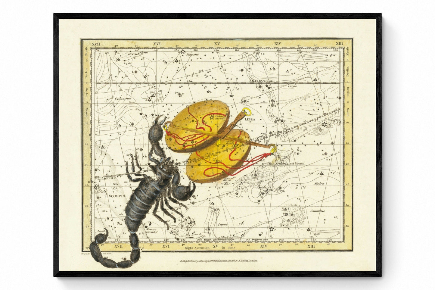 Scorpio & Libra Constellations Antique Reproduction - Alexander Jamieson - dated 1822