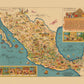 Map of Mexico - 1930s Pictorial Map - Antique Reproduction - Vintage Wall Map - Available Framed