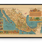 Map of Mexico - 1930s Pictorial Map - Antique Reproduction - Vintage Wall Map - Available Framed