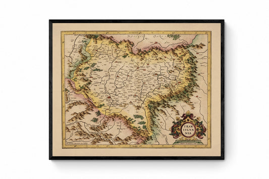 Transylvania Map dated 1595 - Antique Reproduction - Unusual Map - Romania - Hungary - Available Framed