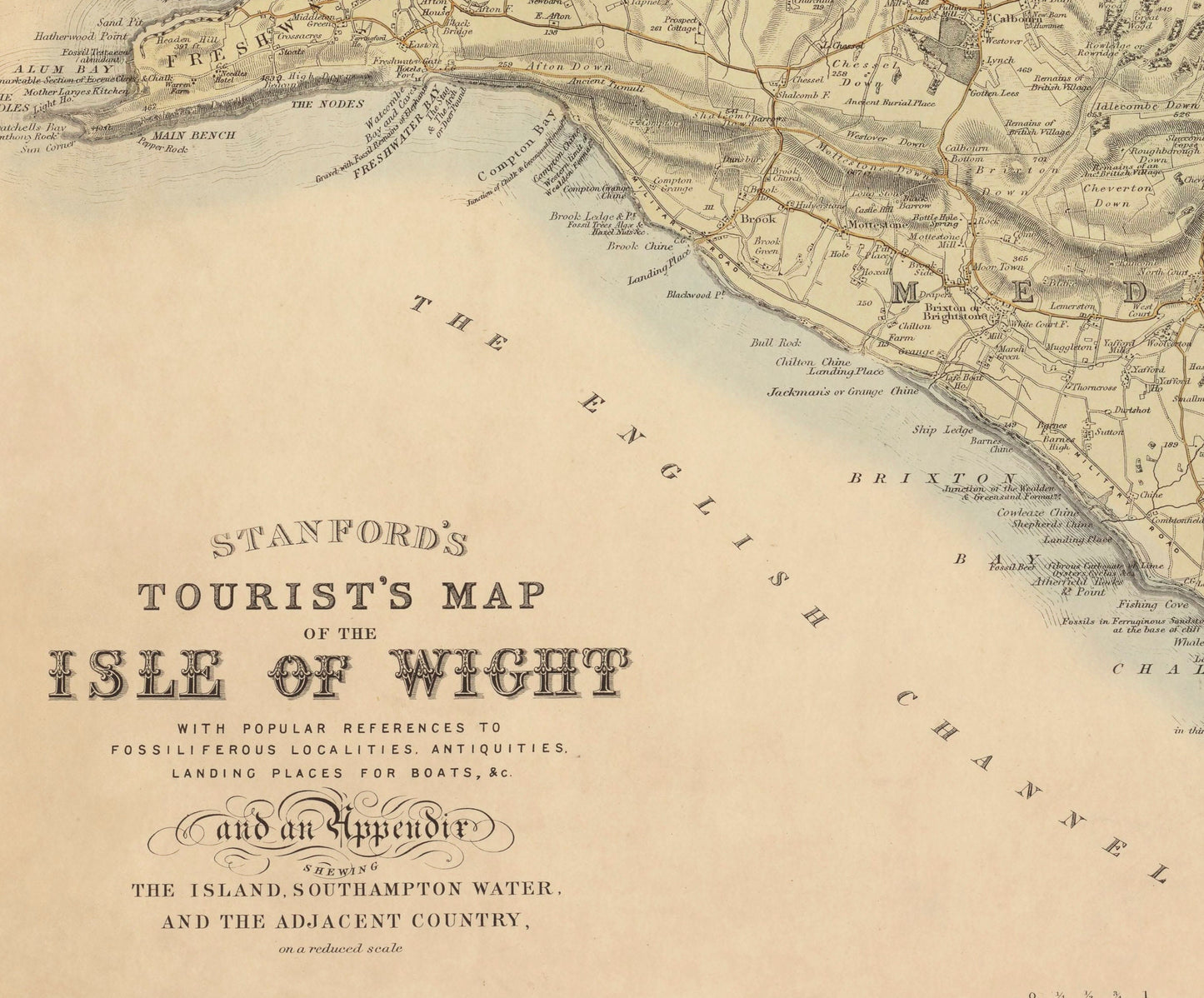 Isle of Wight Map dated c.1870 - Antique Reproduction - Unusual Map - Hampshire - Available Framed