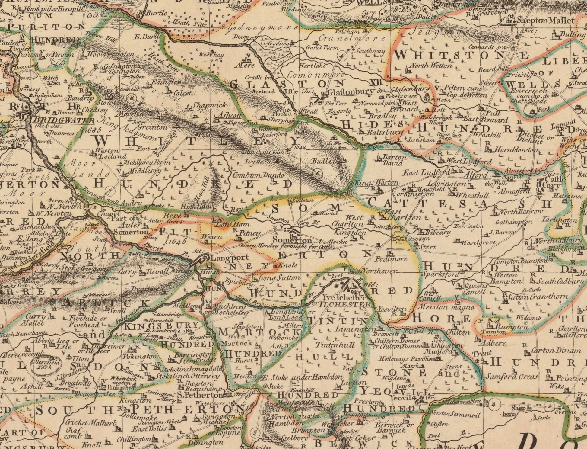 Somerset Map dated 1750 - Antique Reproduction - Emanuel Bowen - Detailed County Map - Available Framed