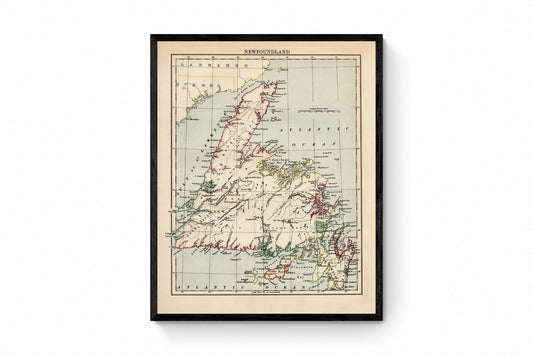 Newfoundland - Antique Reproduction Map - Geography - Canada - Available Framed