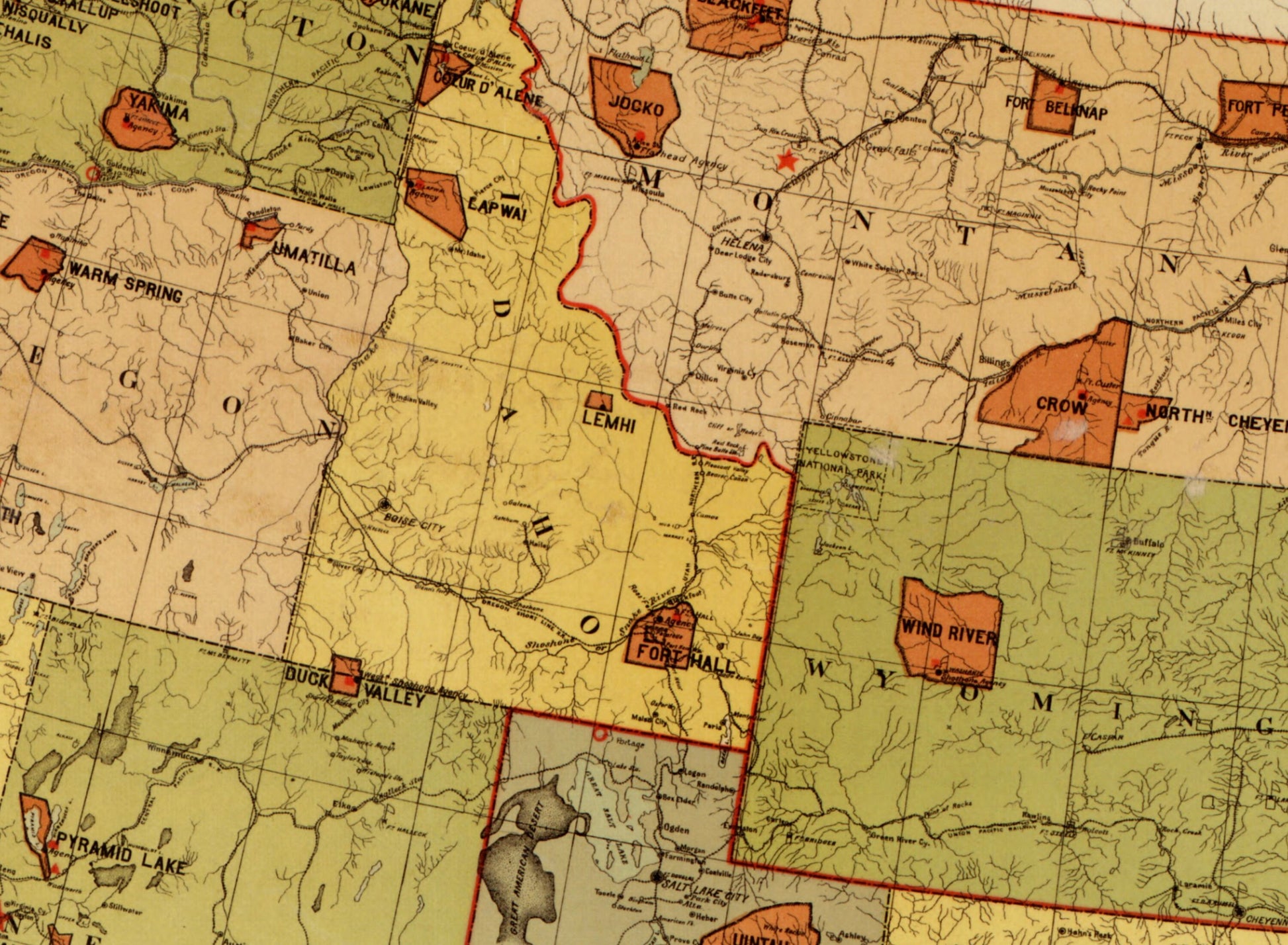 Map showing Indian Reservations within the limits of the United States dated 1892 - Antique Reproduction - Available Framed