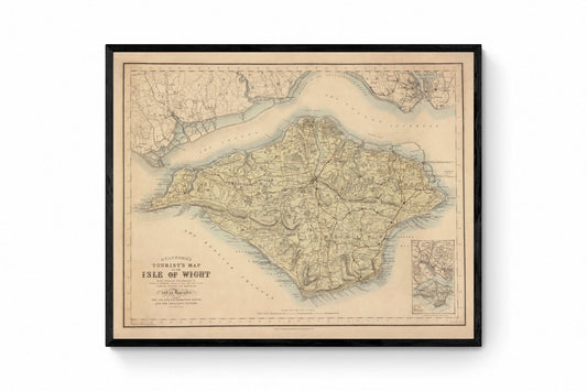 Isle of Wight Map dated c.1870 - Antique Reproduction - Unusual Map - Hampshire - Available Framed