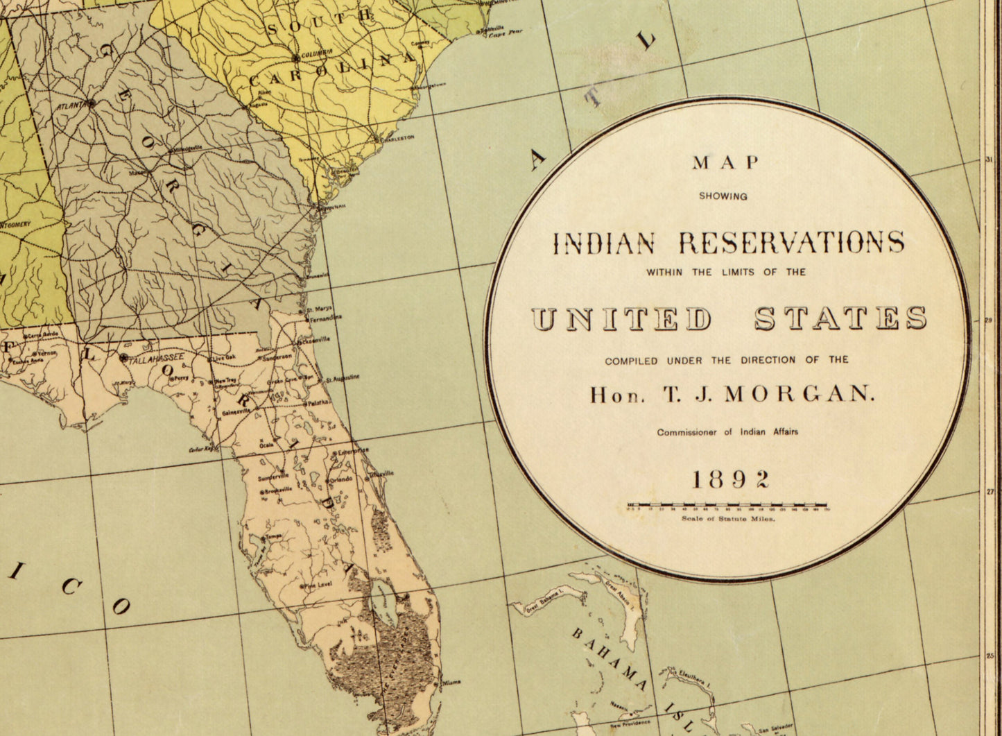 Map showing Indian Reservations within the limits of the United States dated 1892 - Antique Reproduction - Available Framed