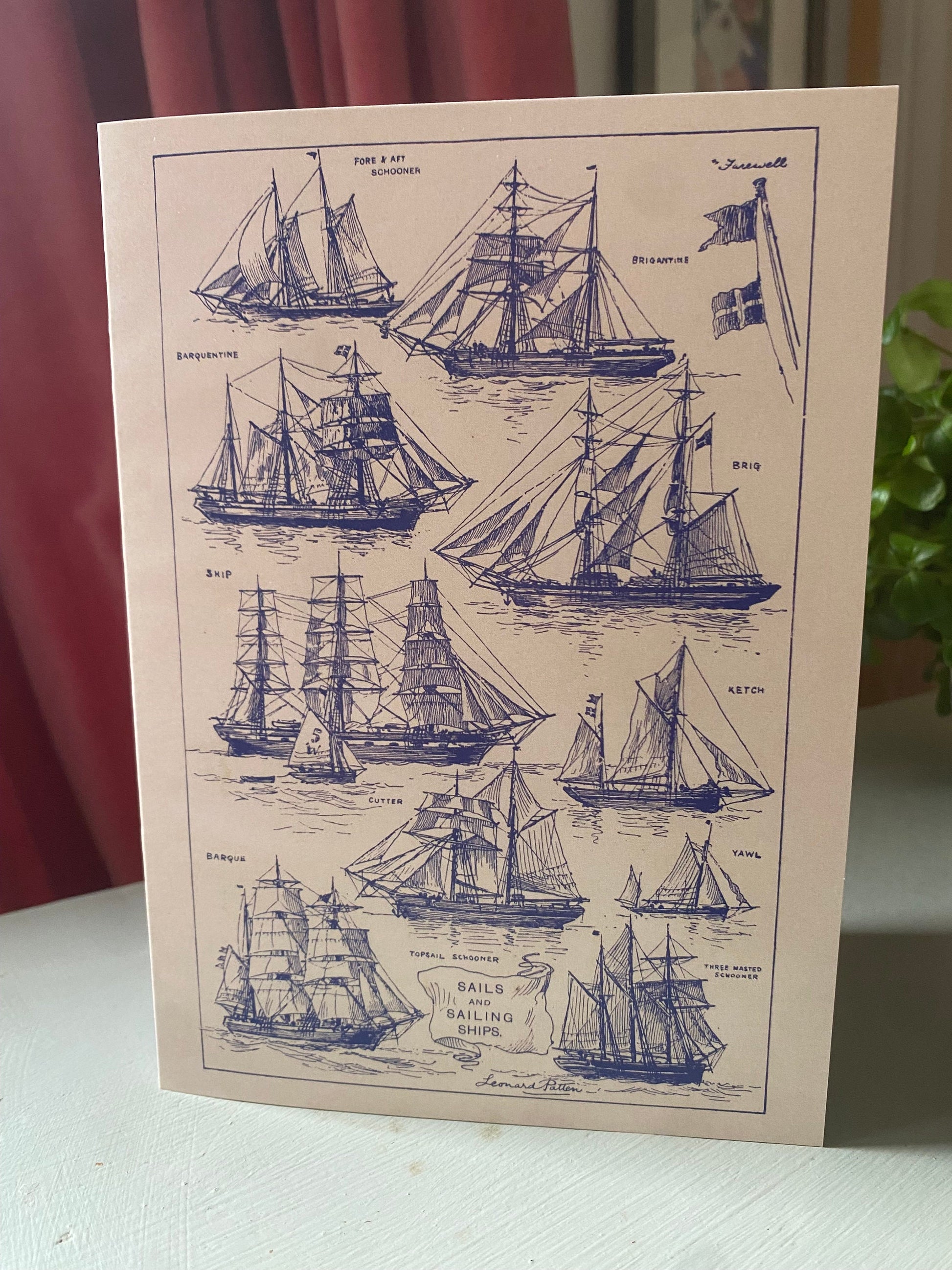 Sailing Ships Antique 5x7 inch Greeting Card - Antique Reproduction - FREE SHIPPING