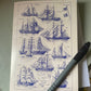 Sailing Ships Antique 5x7 inch Greeting Card - Antique Reproduction - FREE SHIPPING