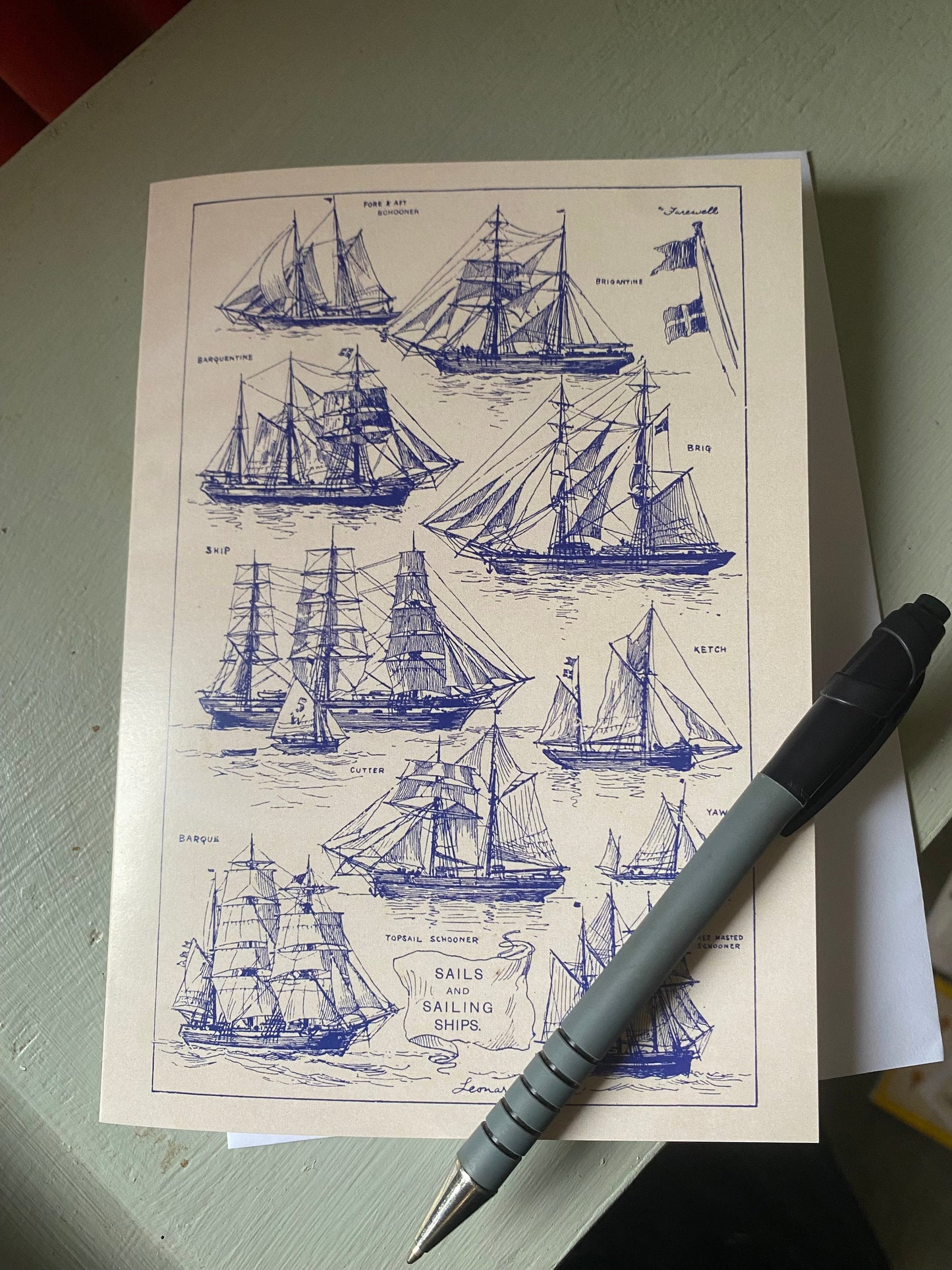 Sailing Ships Antique 5x7 inch Greeting Card - Antique Reproduction - FREE SHIPPING