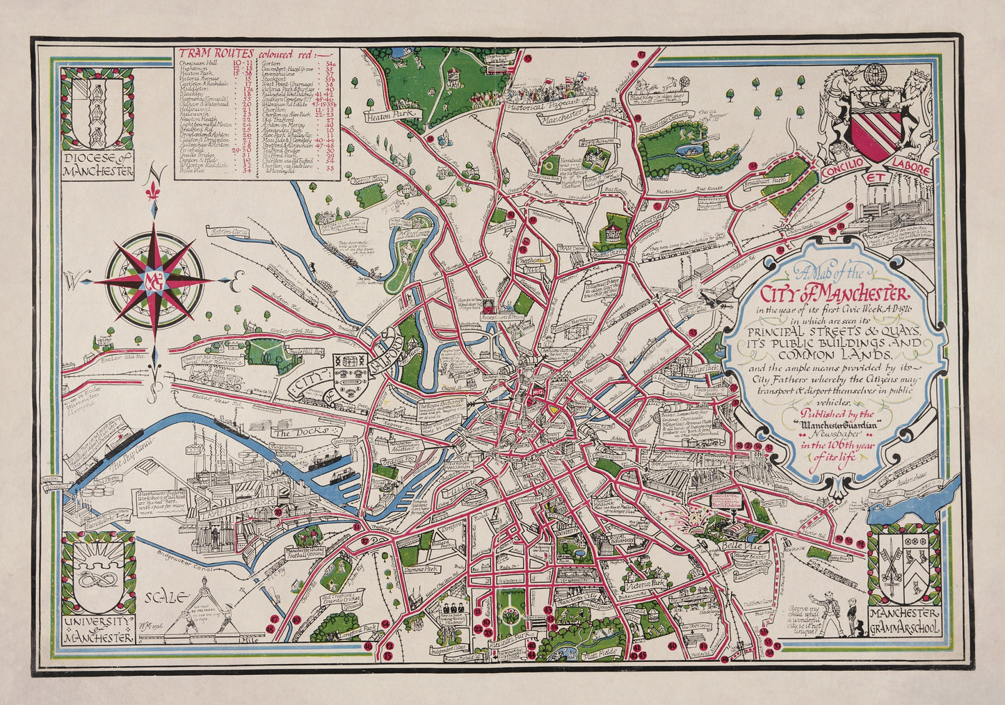 Manchester Pictorial Map dated 1926