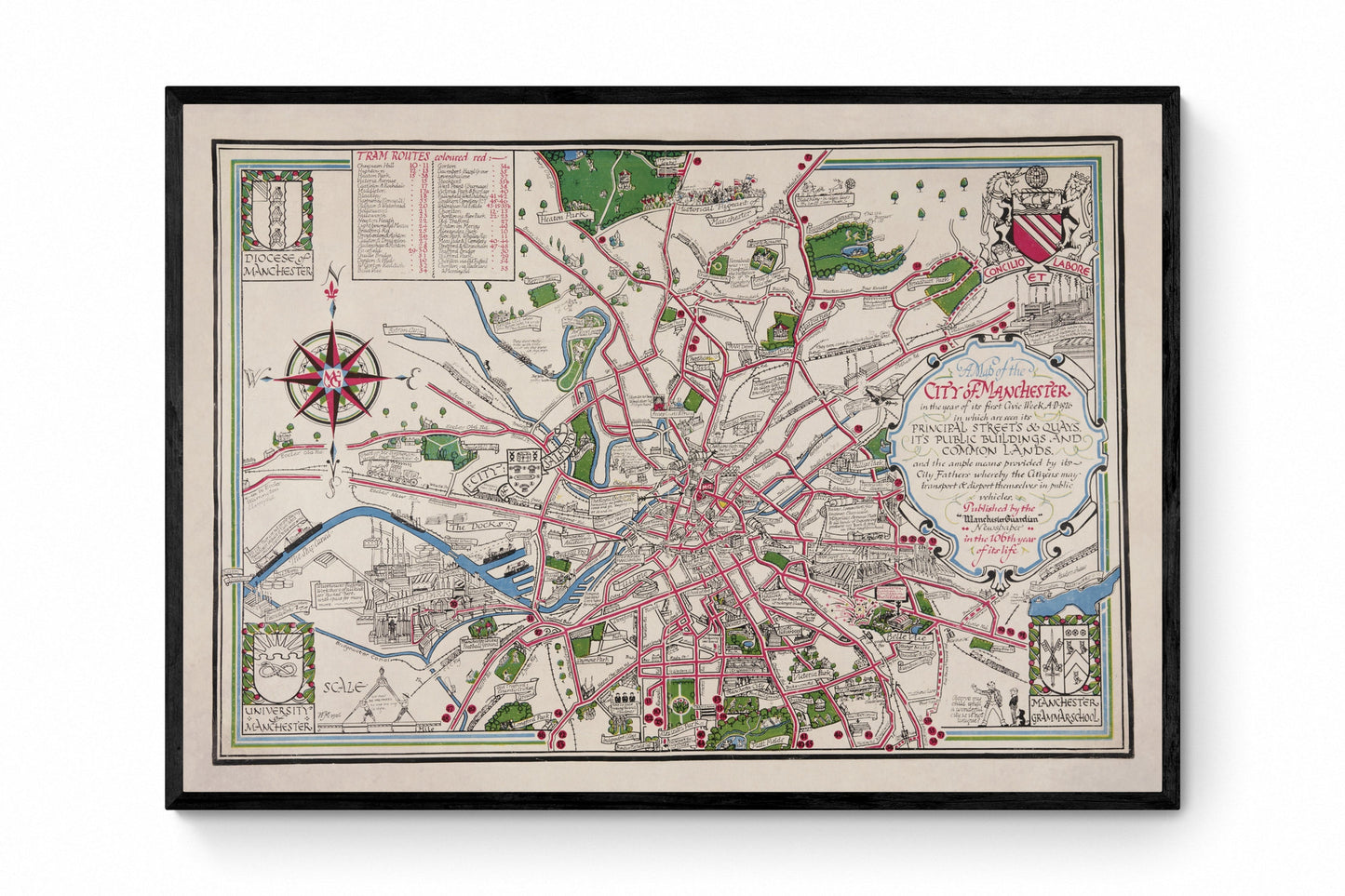 Manchester Pictorial Map dated 1926