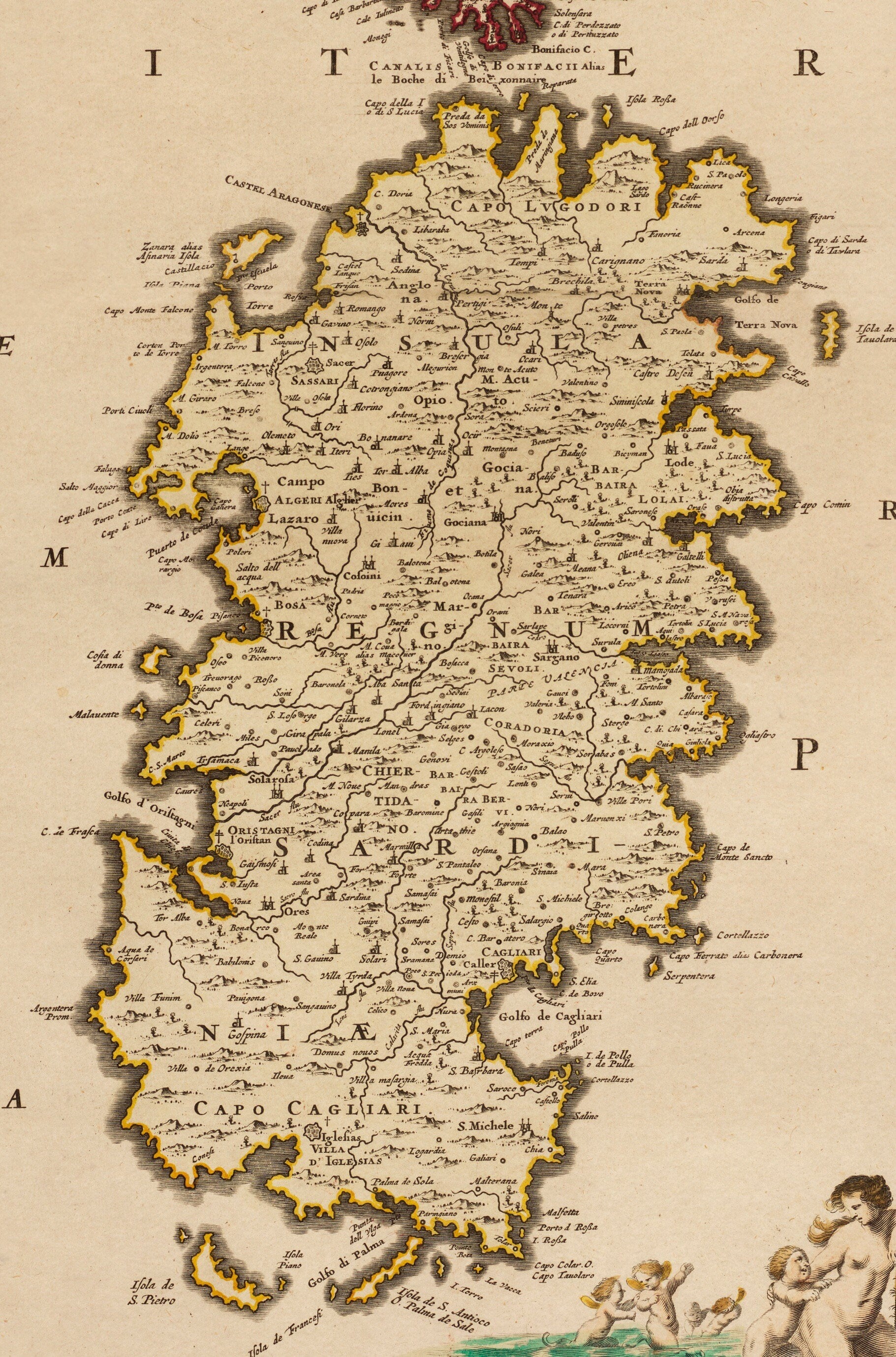 Sardinia and Corsica Map dated c. 1715 - Antique Reproduction - Italy & France - Available Framed