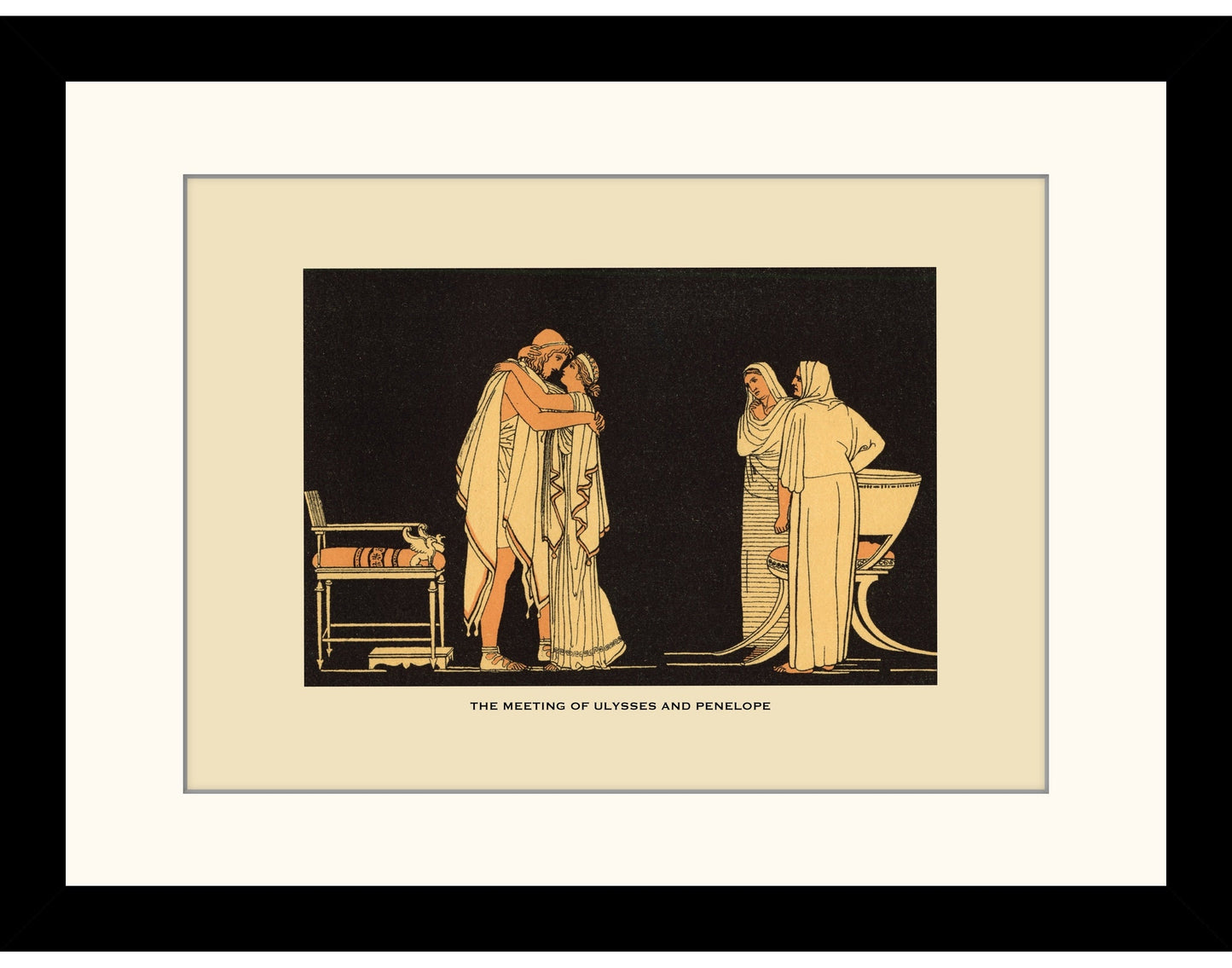 The Meet of Ulysses and Penelope Antique Reproduction Print - Greece - Classics - Retro Decor - Available Framed