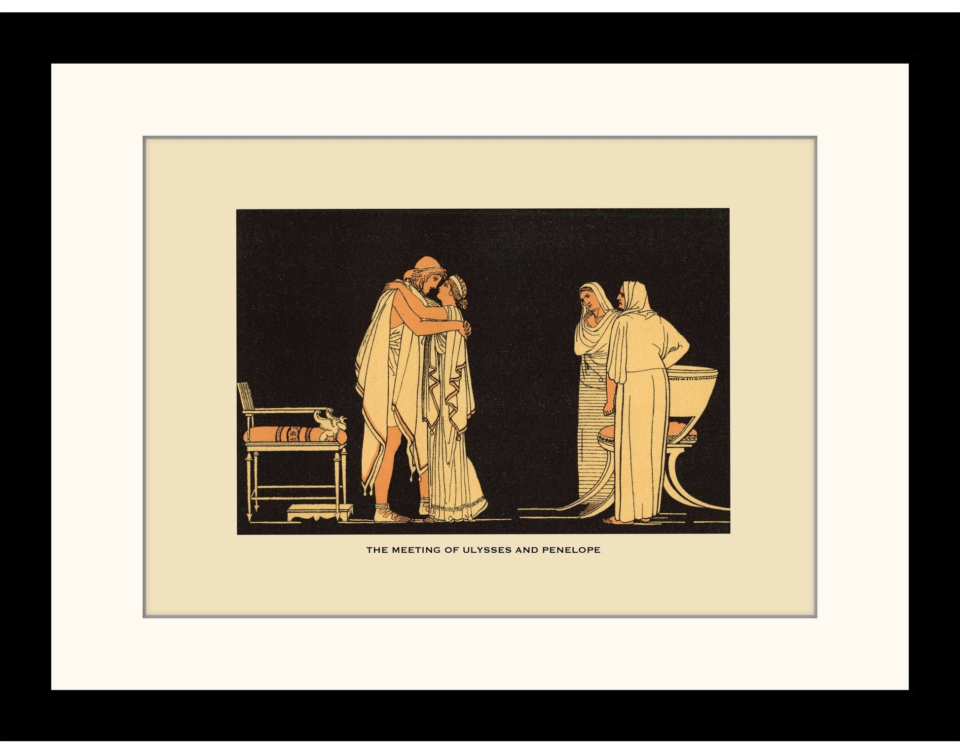 The Meet of Ulysses and Penelope Antique Reproduction Print - Greece - Classics - Retro Decor - Available Framed