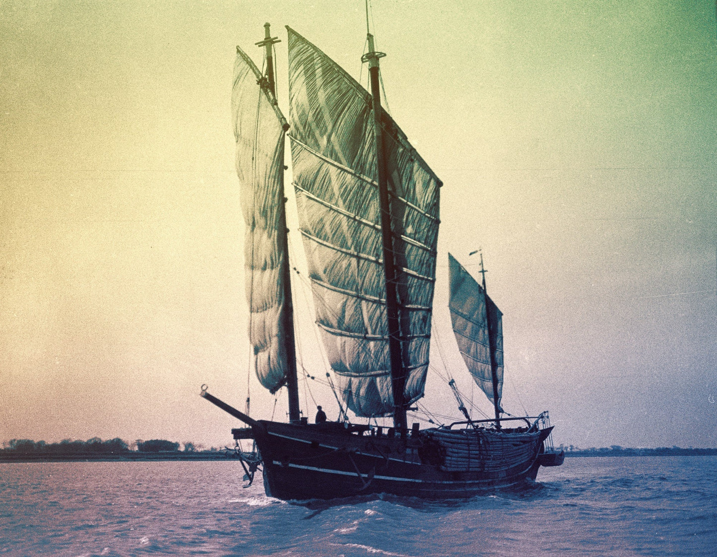 Chinese River Junk off Shanghai Photo Print