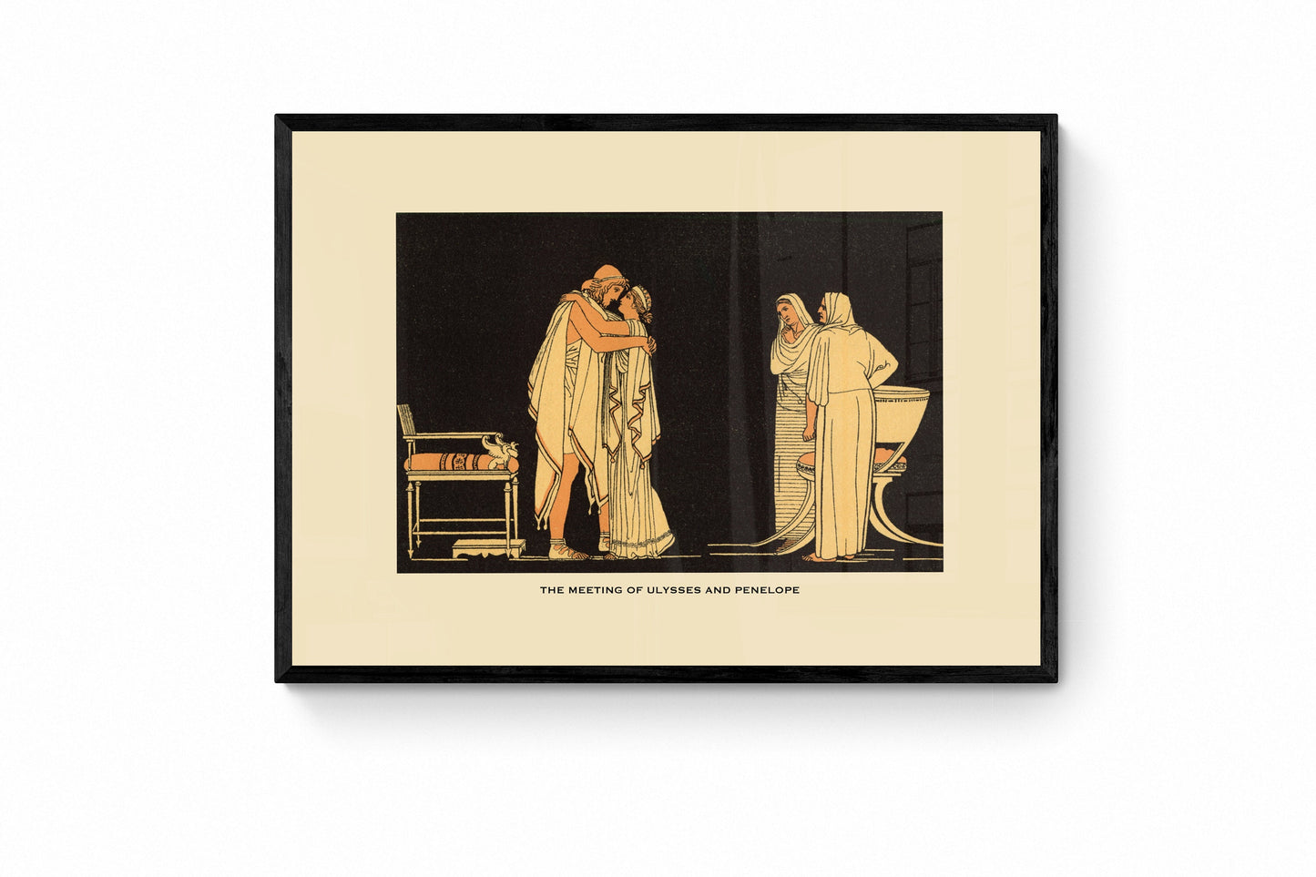 The Meet of Ulysses and Penelope Antique Reproduction Print - Greece - Classics - Retro Decor - Available Framed