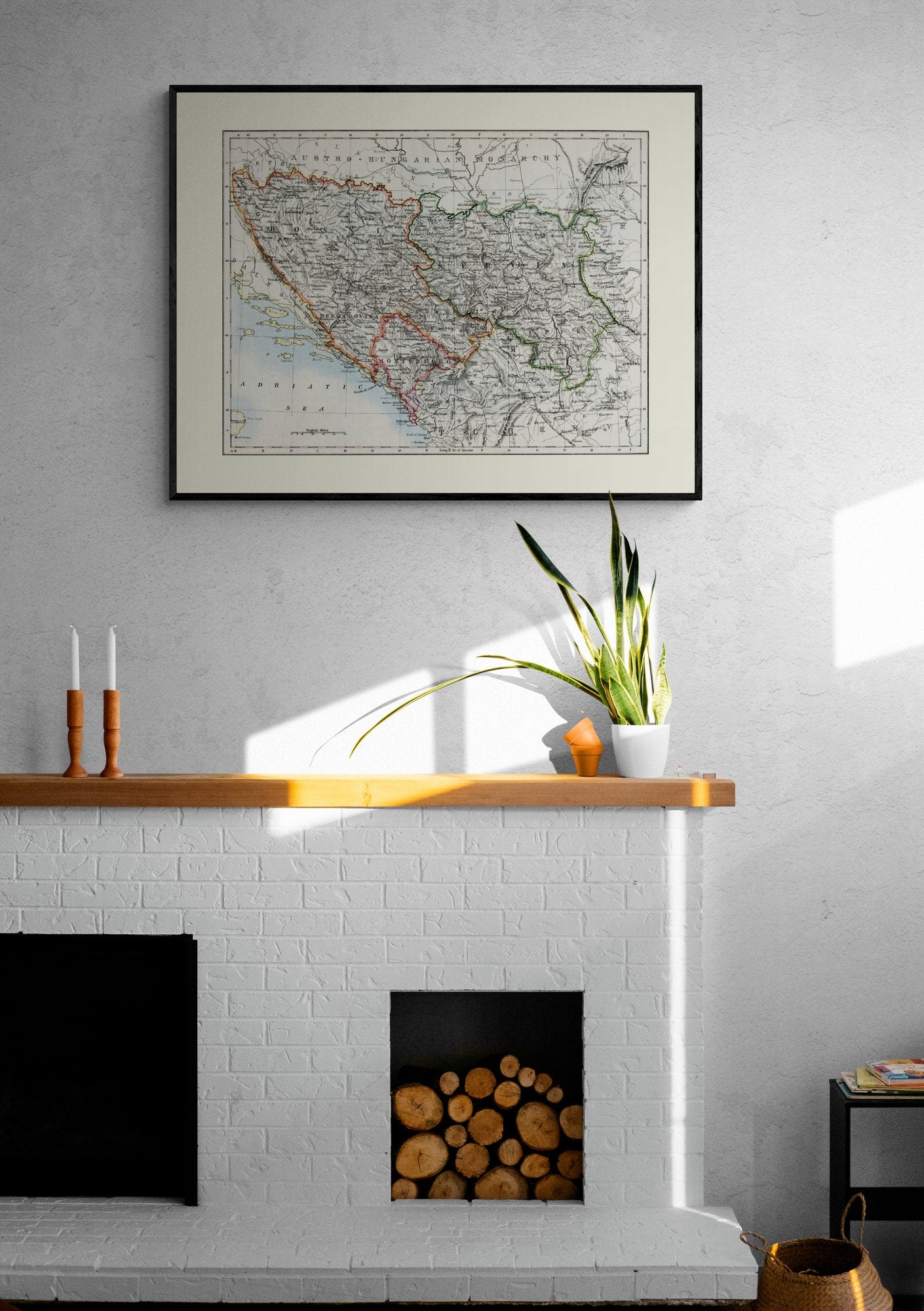 Bosnia, Serbia and Montenegro Map - Antique Reproduction - Balkans Map - Balkans History - Available Framed