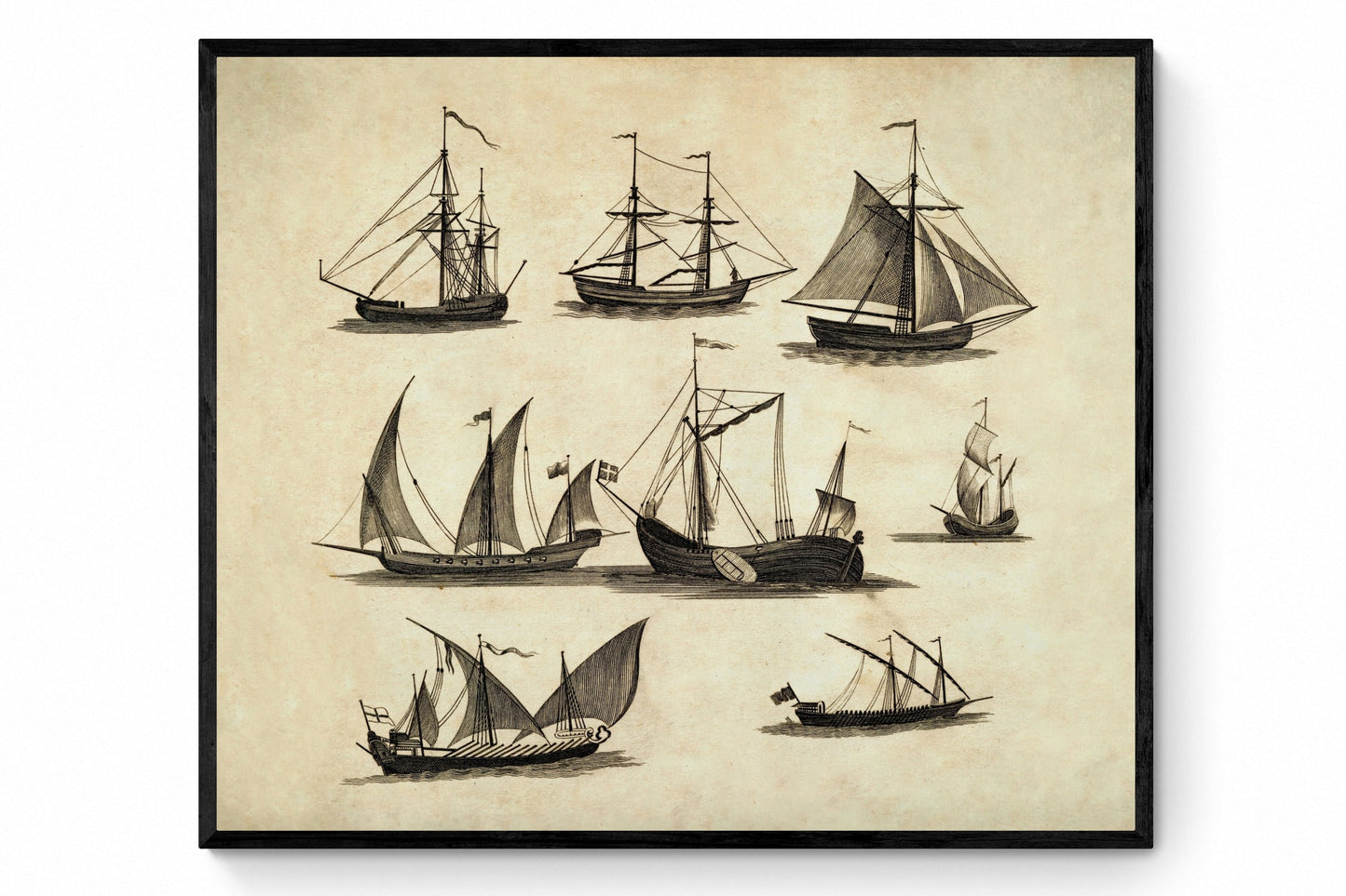 Sailing Ships - Antique Reproduction - Nautical Decor - Available Framed