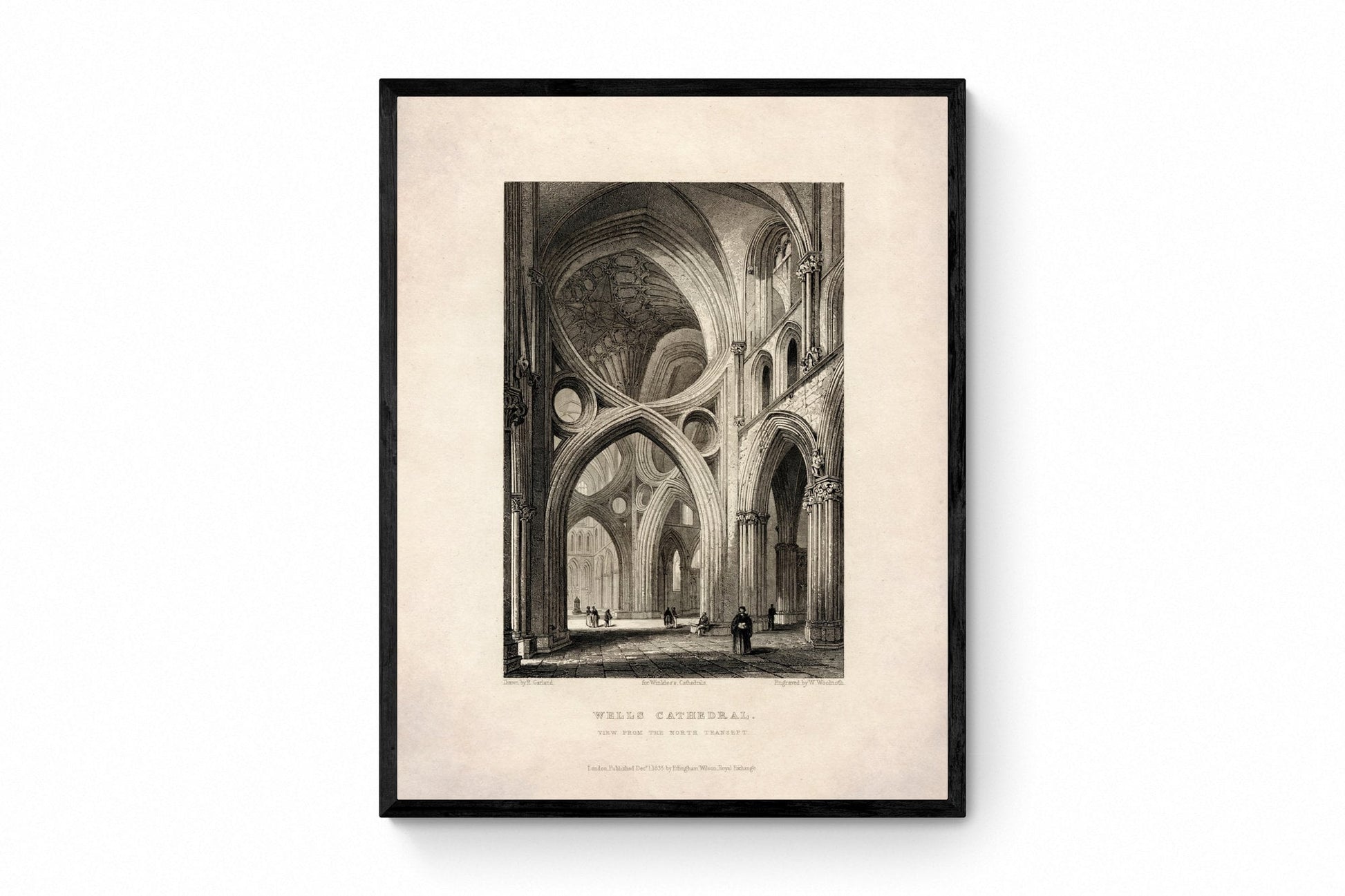 Wells Cathedral Interior - Antique Reproduction - Wells, Somerset - Architecture - Available Framed