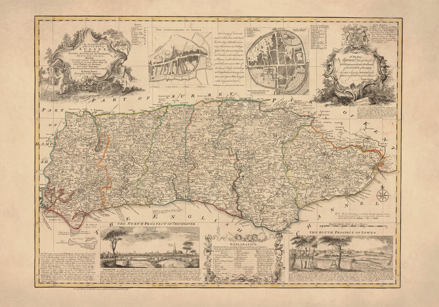 Sussex Map dated 1749