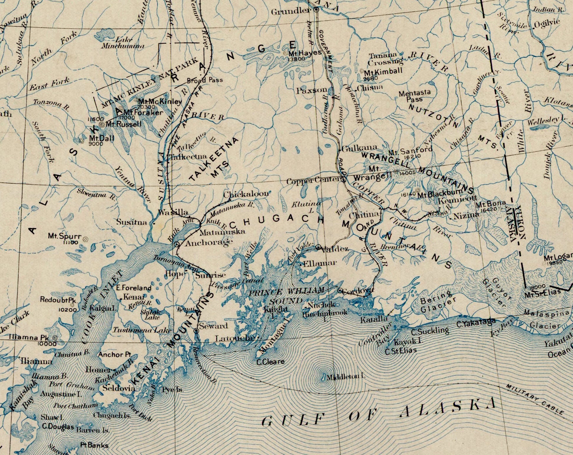 Alaska Map - Antique Reproduction - Dated 1927 - U.S. Geological Survey - showing U.S. Government Radio Stations - Available Framed