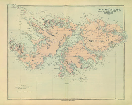 Falkland Islands Map - Antique Reproduction - dated 1901 - Available Framed