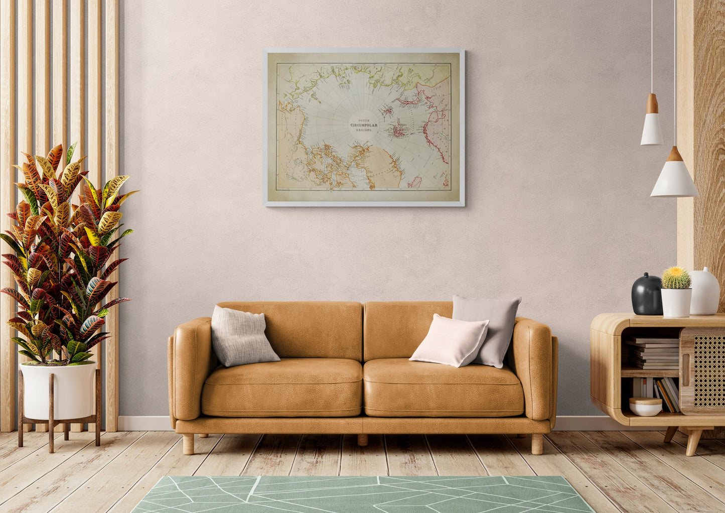 North Circumpolar Regions Map - Antique Reproduction - dated 1882 - Arctic Circle - North Pole - Polar Exploration - Available Framed