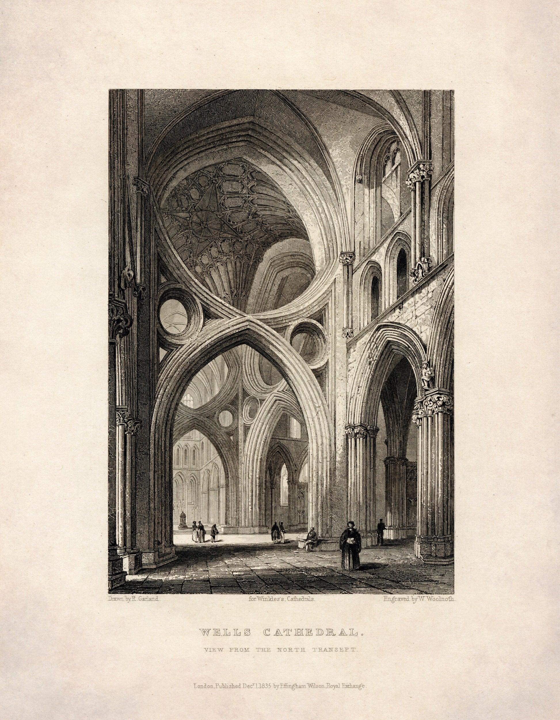 Wells Cathedral Interior - Antique Reproduction - Wells, Somerset - Architecture - Available Framed