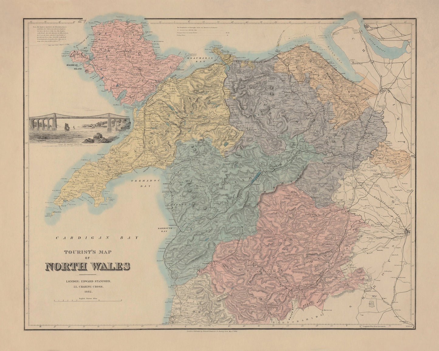 Principal Eminences of the British Islands Antique Reproduction - Geography - Geology - Mountain - Available Framed