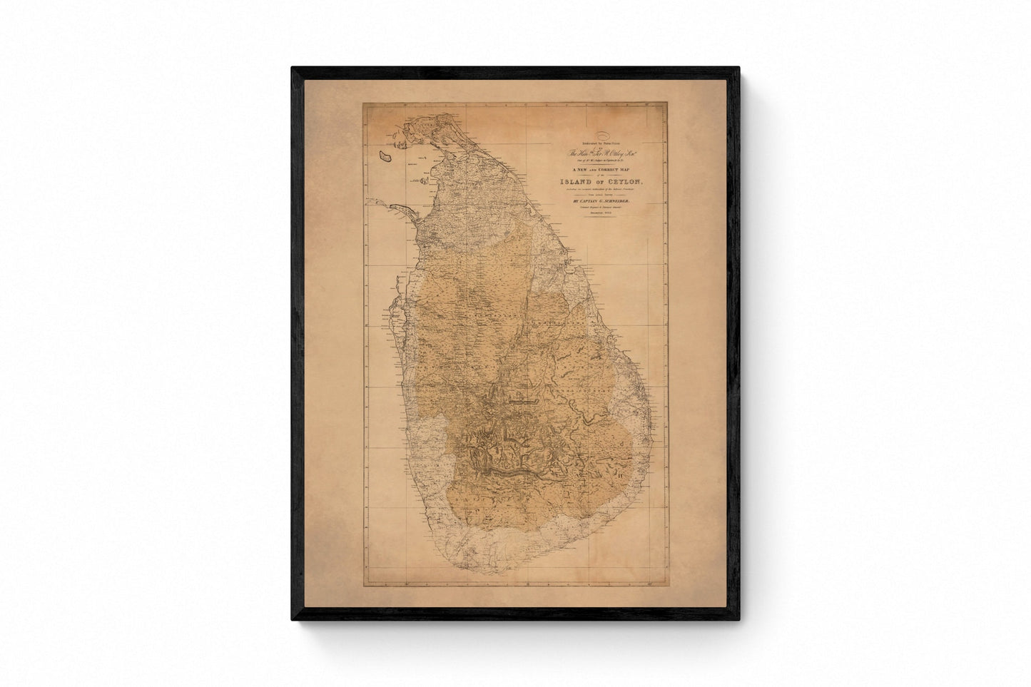 Island of Ceylon Map dated 1822 - Antique Reproduction - Sri Lanka - Vintage Wall Map - Available Framed