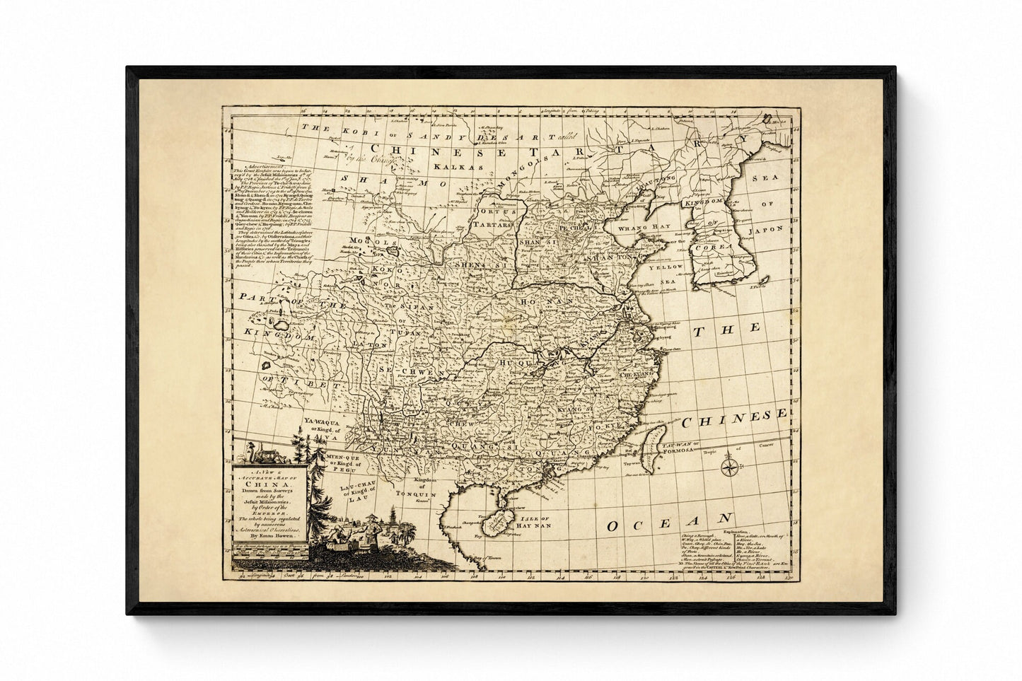 China Map - dated c.1766 - Antique Reproduction - Chinese History - Available Framed