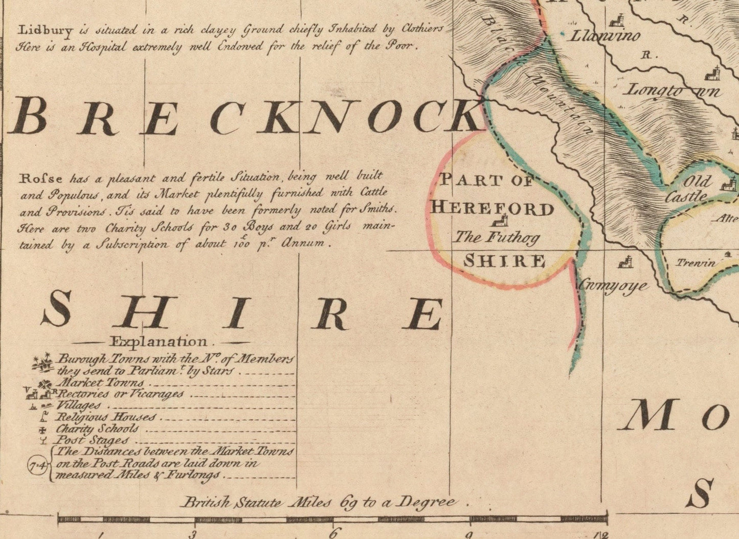 Herefordshire Map dated 1760