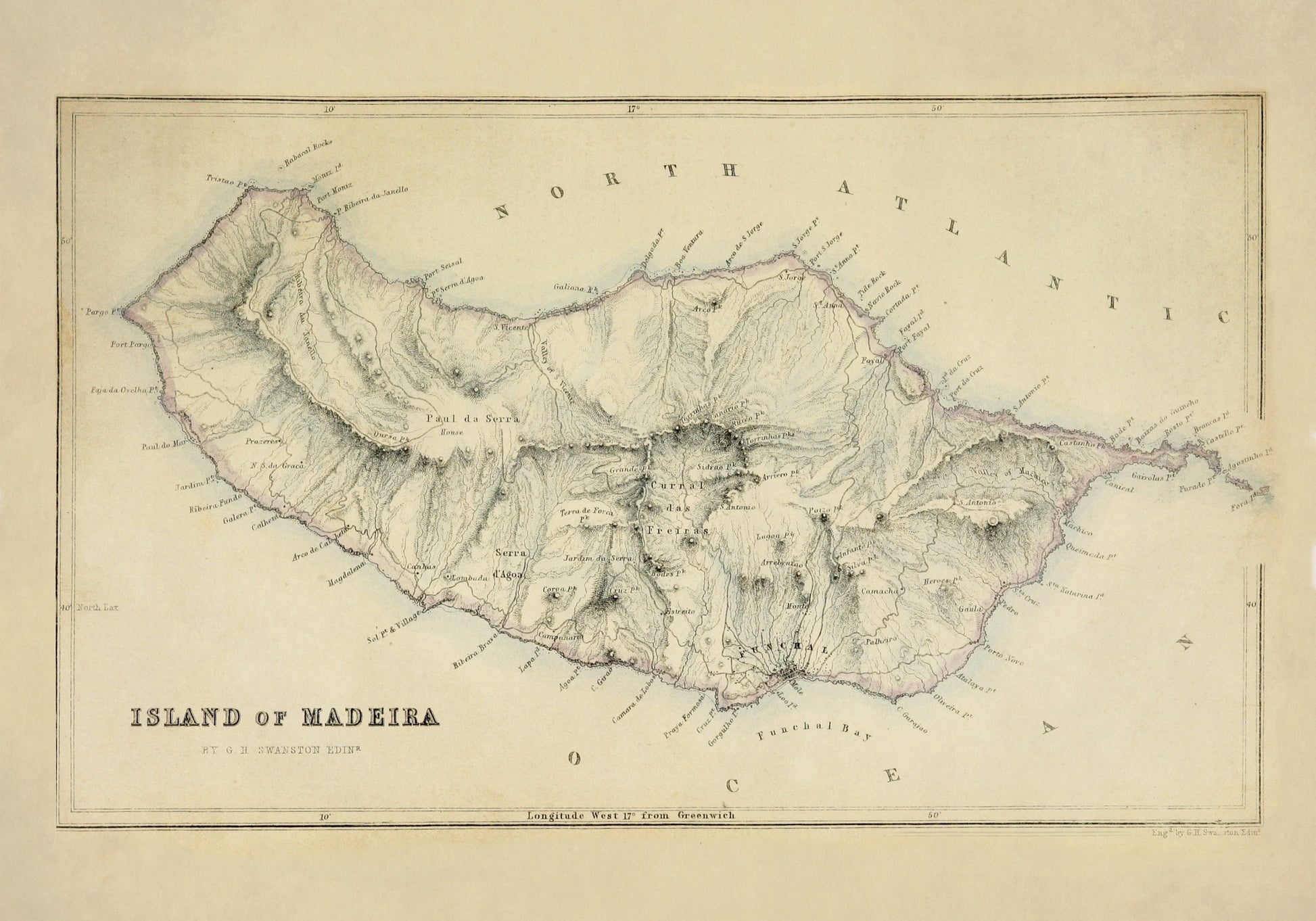 Island of Madeira Map dated 1871 - Antique Reproduction - Portugal - Available Framed