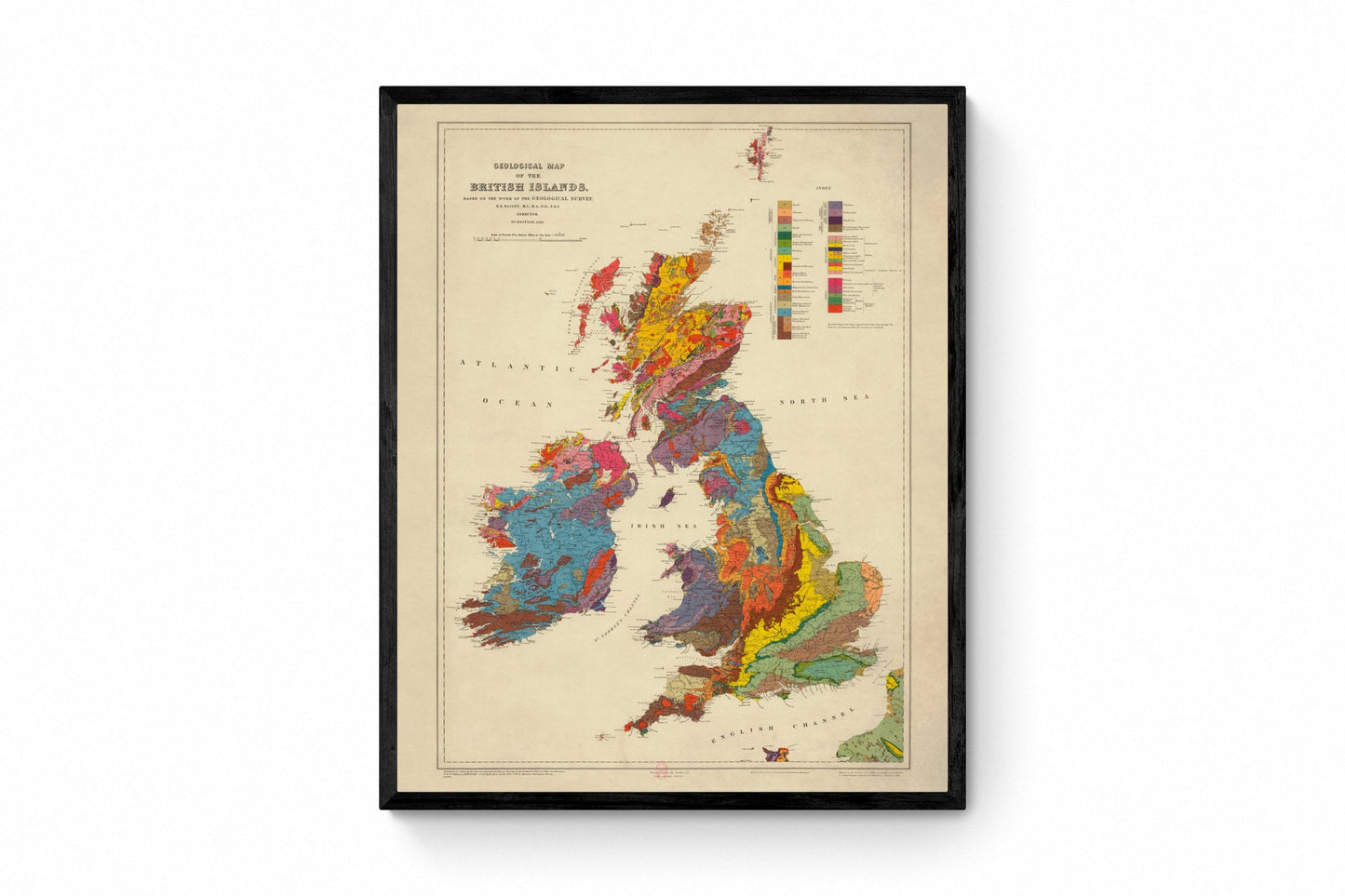 Geological Map of the British Islands Map - Antique Reproduction - Geology Map - Britain Map - Ireland - Available Framed