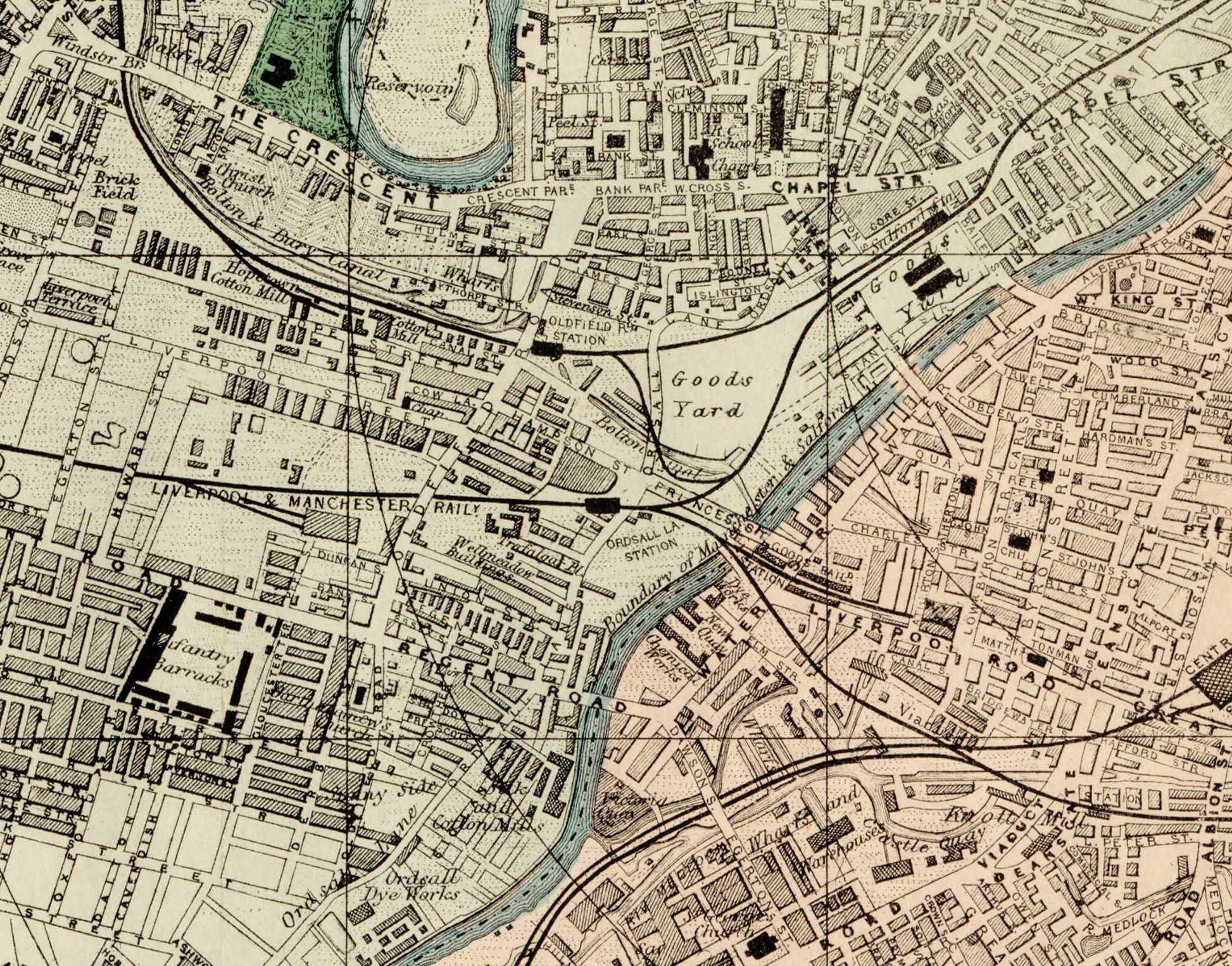 Map of Manchester c.1887- Antique Reproduction Map - City Plan - England - Available Framed