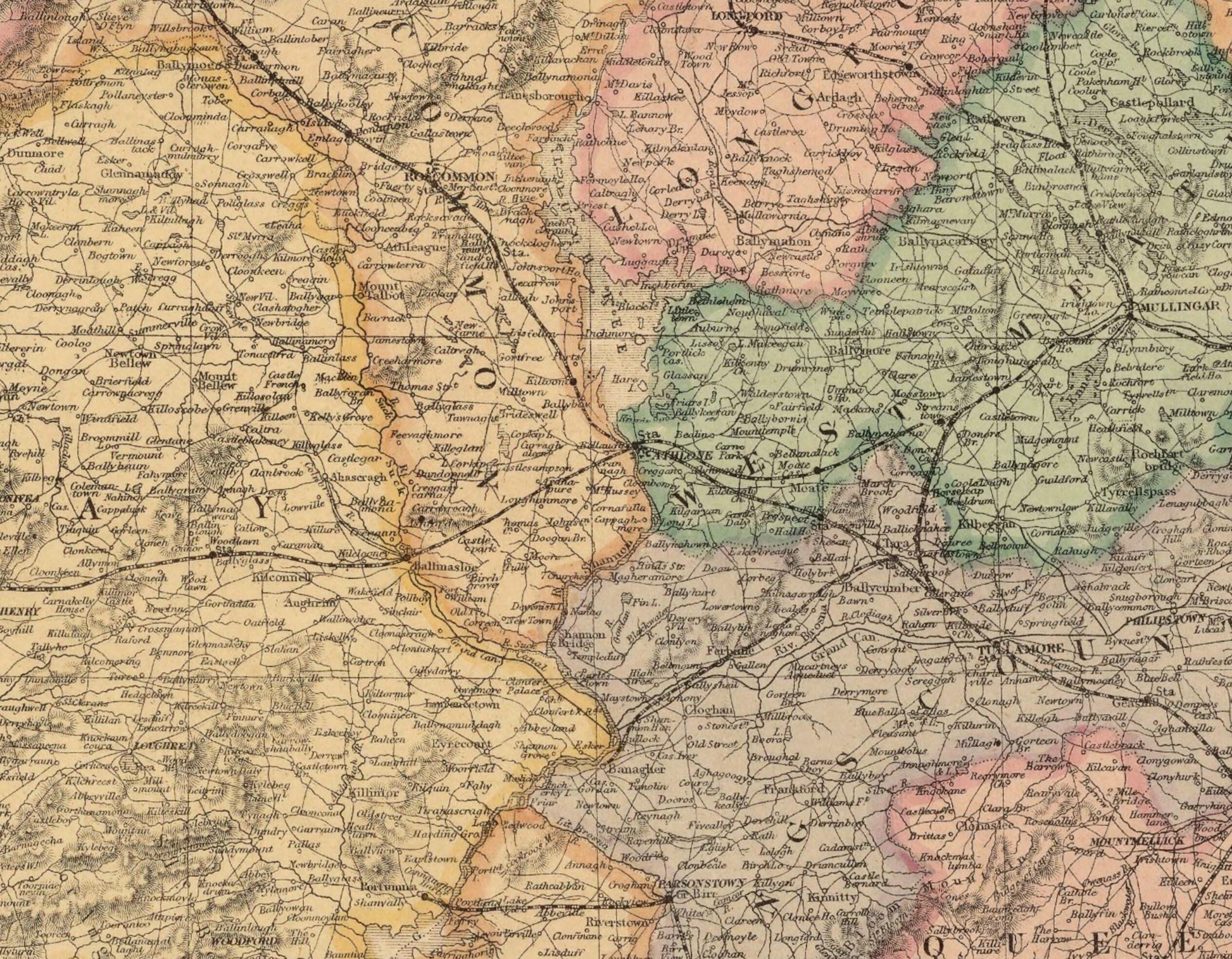 Ireland from the Ordnance Survey Map dated 19th Century - Antique Reproduction - Detailed Vintage Wall Map - Available Framed