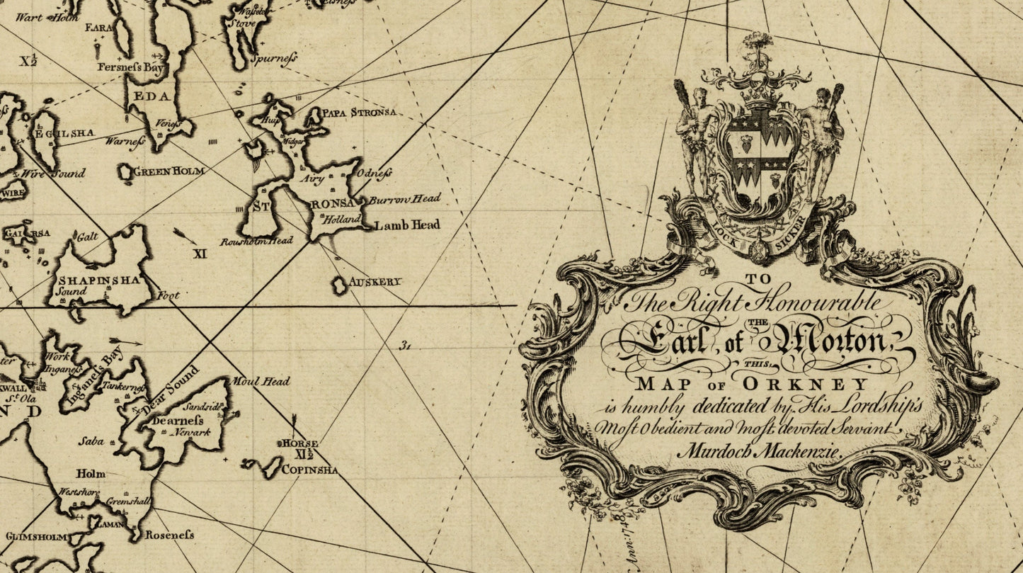 The Orkney Islands surveyed and navigated by Murdoch Mackenzie dated 1750 - Antique Reproduction - Scotland - Available Framed