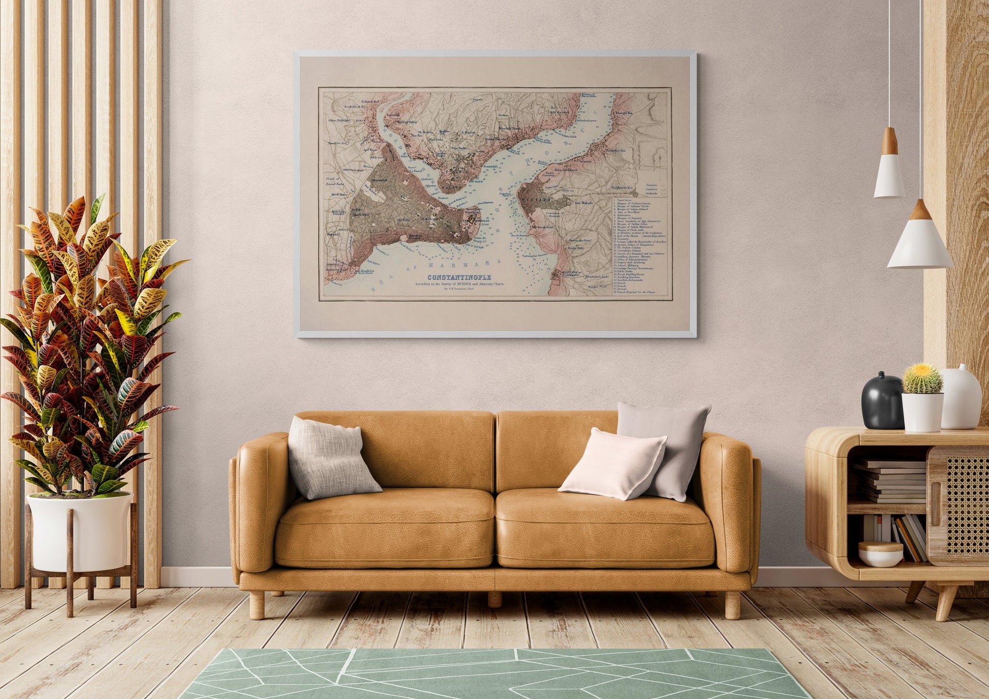 Constantinople (Istanbul) Map dated 1855 - Antique Reproduction - City Plan - Turkey - Ottoman Empire - Available Framed