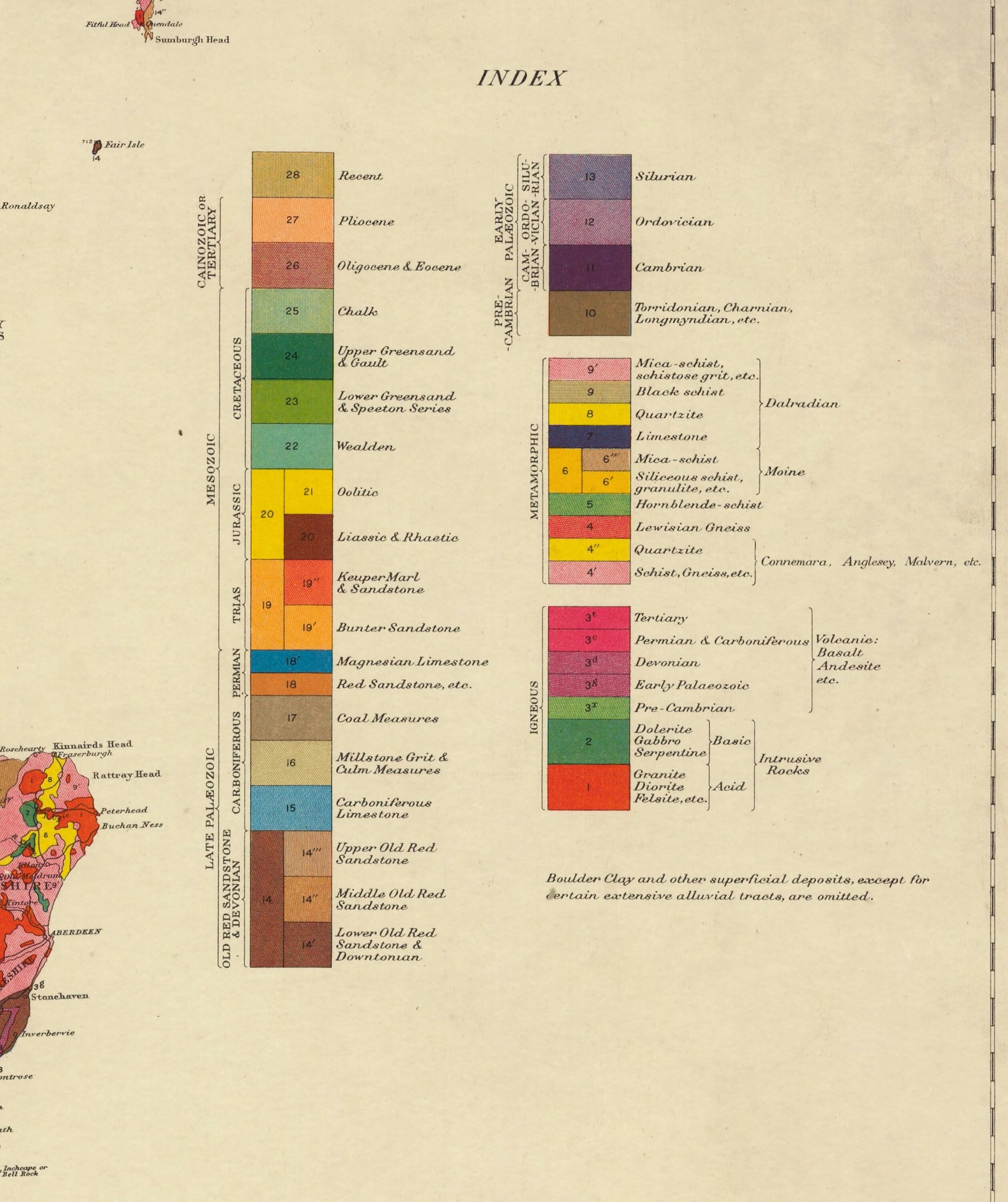 Geological Map of the British Islands Map - Antique Reproduction - Geology Map - Britain Map - Ireland - Available Framed