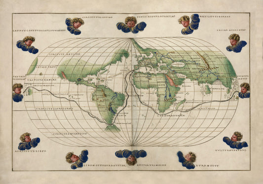 Map of the World in 1542 - Portolan Atlas - Battista Agnese - Antique Reproduction Map - Available Framed