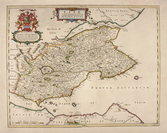 Map of Fife dated 1654 - Kingdom of Fife - Scotland - Antique Reproduction - Available Framed