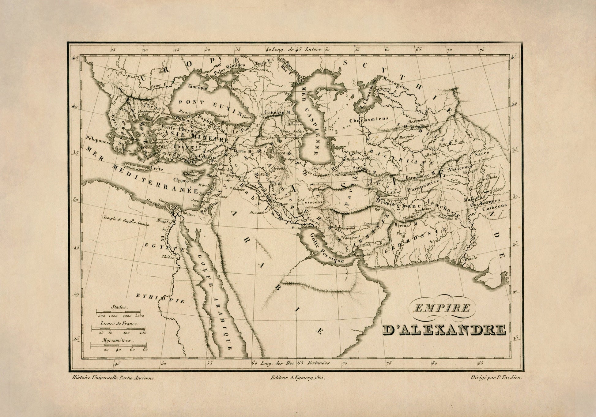 Map of the Empire of Alexander the Great dated 1822 - Antique Reproduction - Available Framed