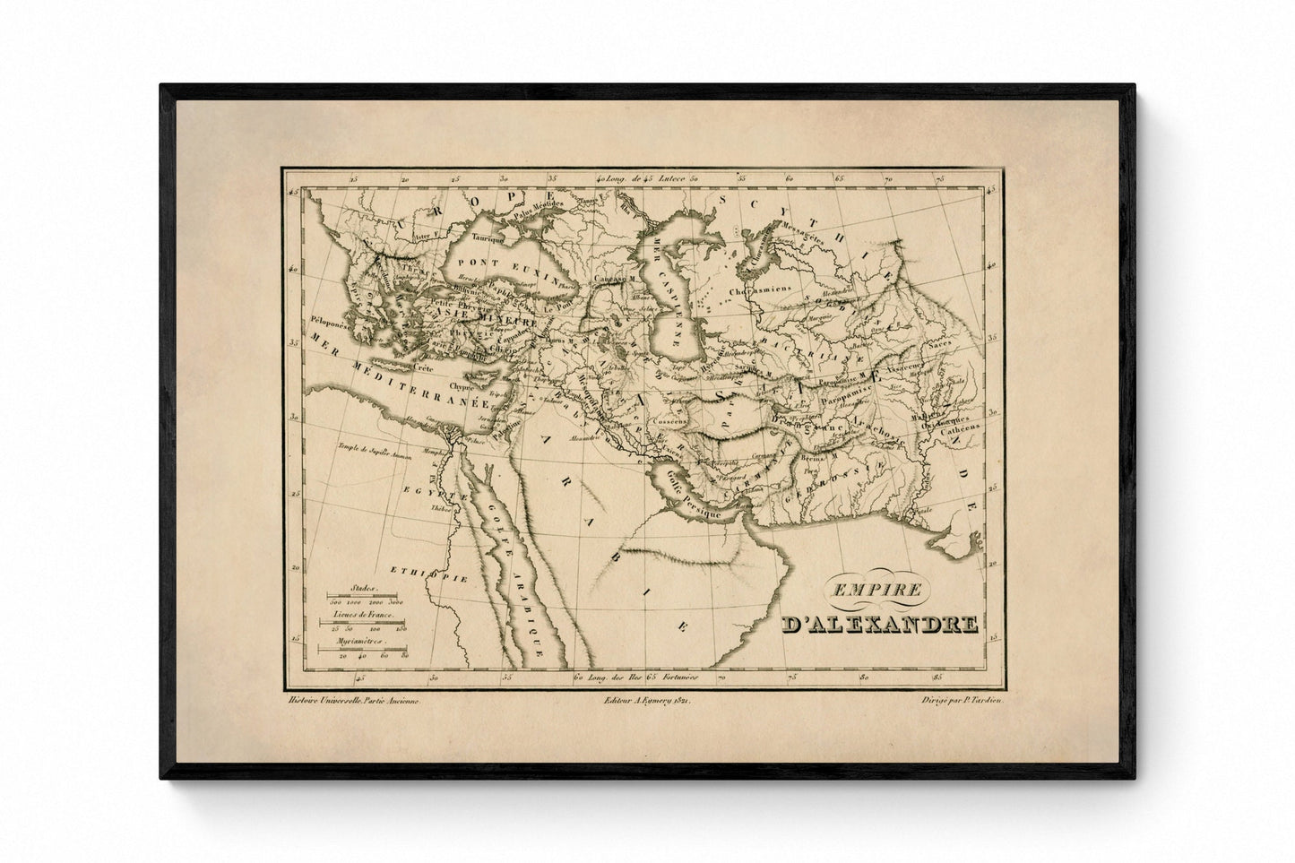 Map of the Empire of Alexander the Great dated 1822 - Antique Reproduction - Available Framed