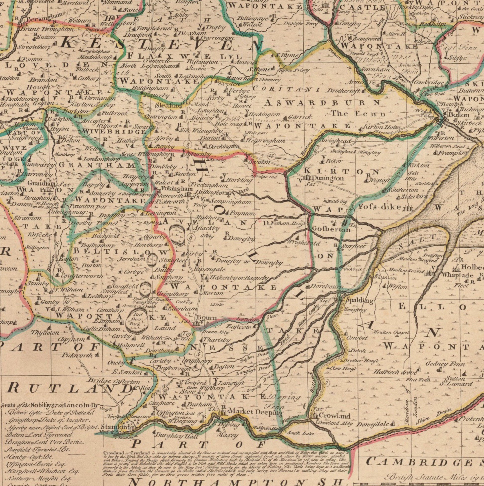 Lincolnshire Map dated 1755 - Antique Reproduction - Emanuel Bowen - Detailed County Map - Available Framed