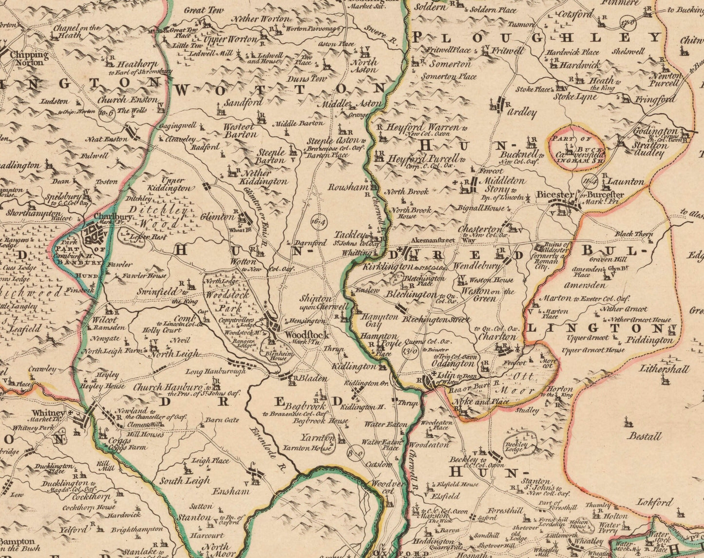 Oxfordshire Map dated 1750 - Antique Reproduction - Emanuel Bowen - Detailed County Map - Available Framed