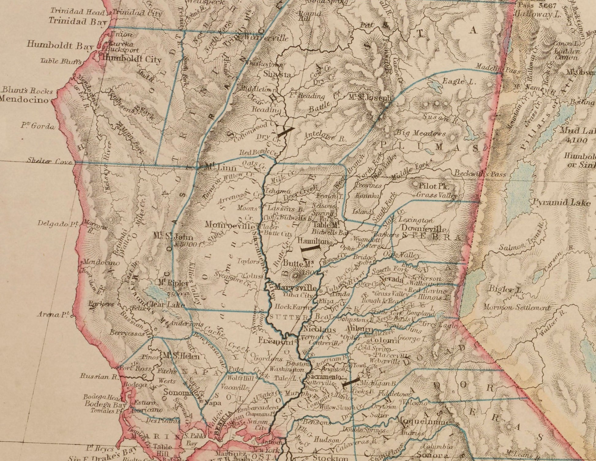 State of California - Antique Map dated 1857 - United States - Antique Reproduction - Available Framed